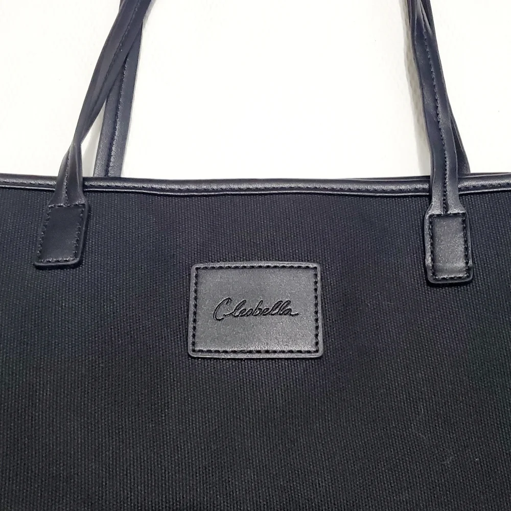 Cleobella Large Black Canvas Tote Shoulder Bag